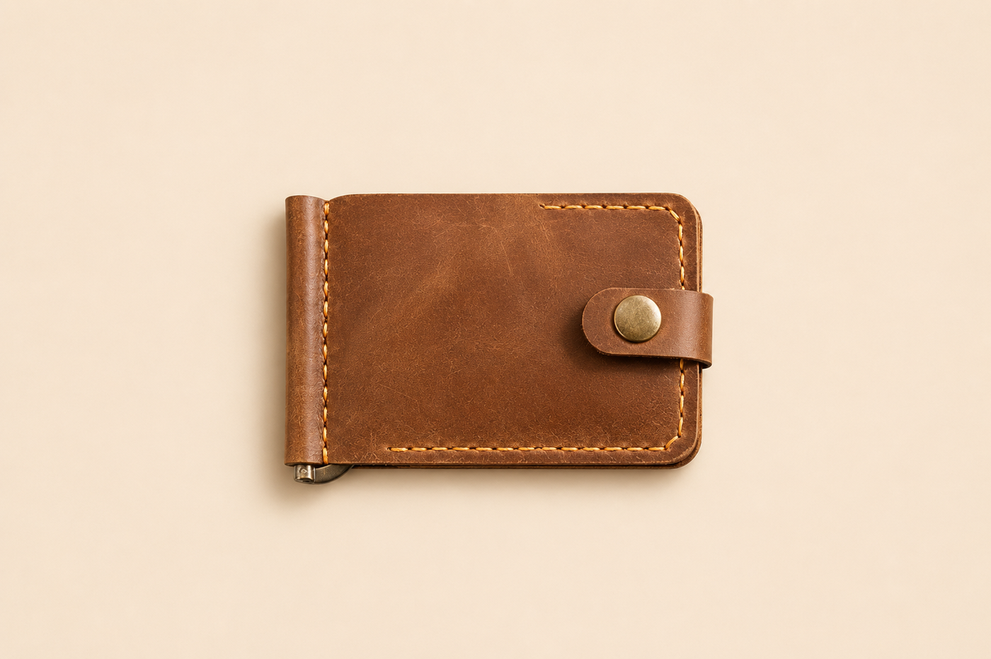 Leather Button Wallet